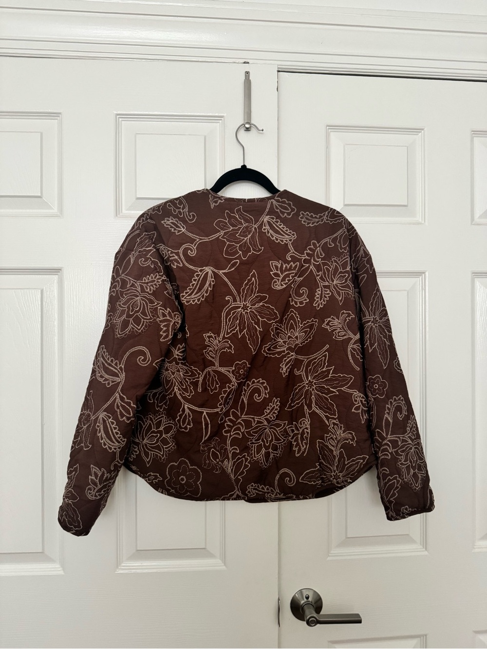 Zara Brown Floral Quilted Puffer Jacket - Picture 3 of 3
